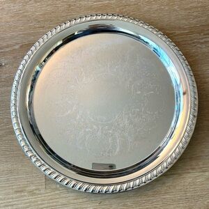 Vintage F.B. Rogers Silverplate Round Serving Tray Engraved 12” 
NOS  DEADSTOCK